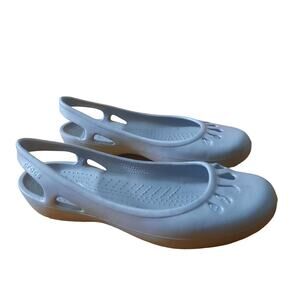 Crocs Womens Gray Kadee Slip-on Ballet Flat Sandals Size 8